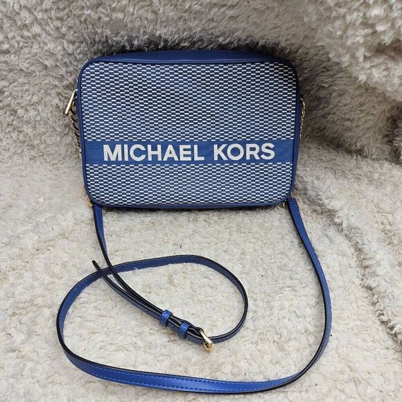 Michael Kors Blue Logo Jet Set Crossbody‎ Purse - Picture 1 of 8